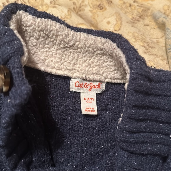 Boys cat and Jack Heathered blue cable net sweater size 6/7 - Picture 2 of 3